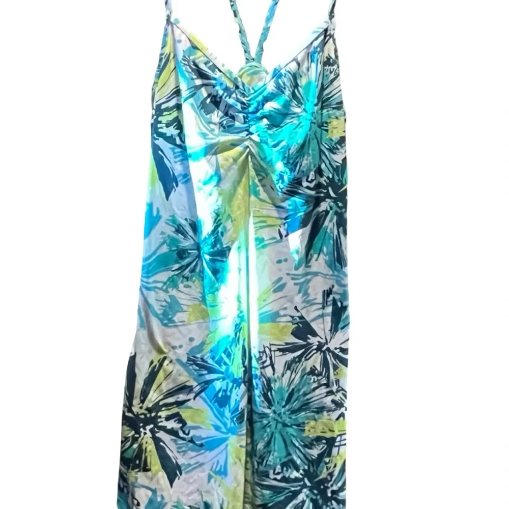 Prana Teal and White Patterned Active Dress - Picture 1 of 7